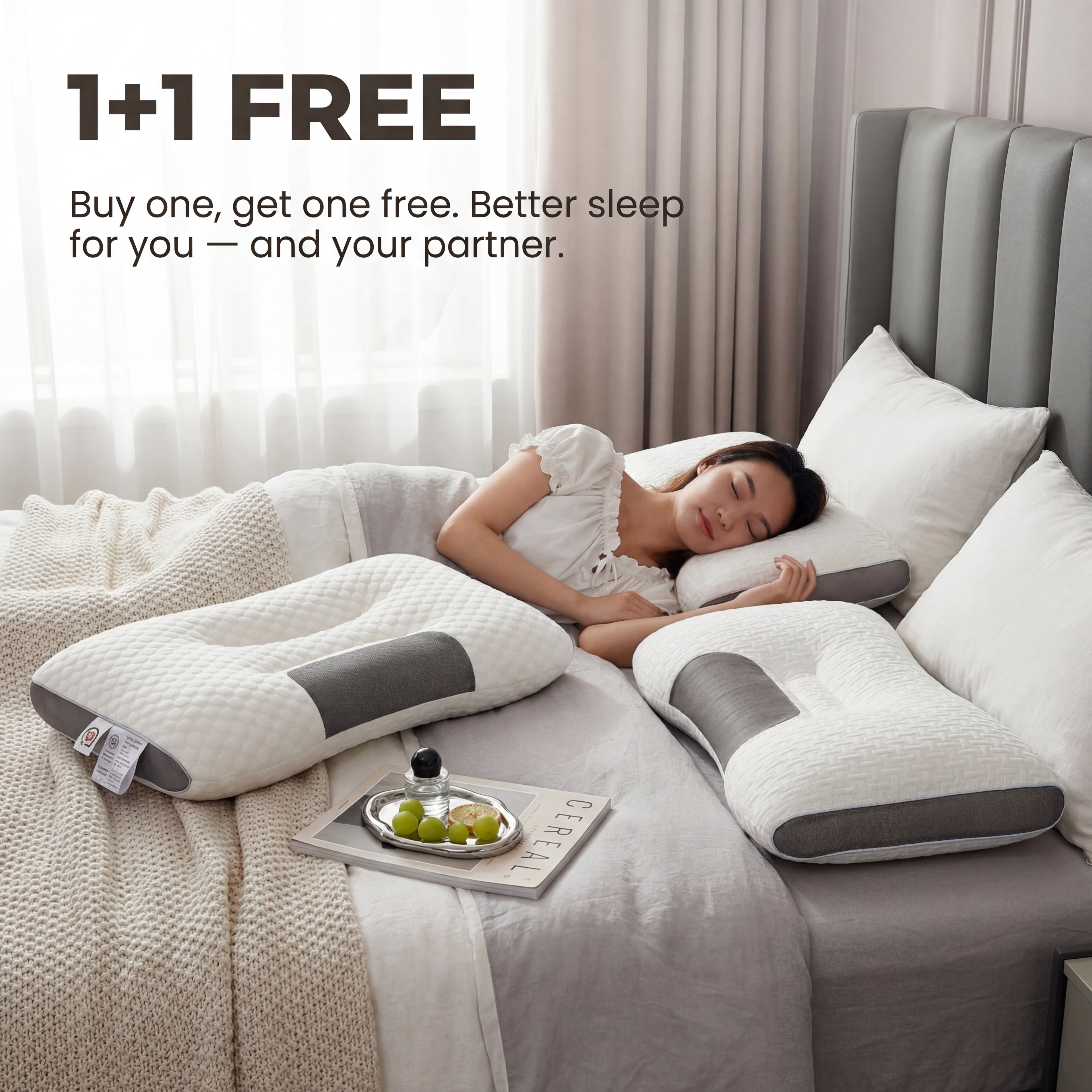 1+1 FREE NeckRelief | Wake up pain-free and fully rested.