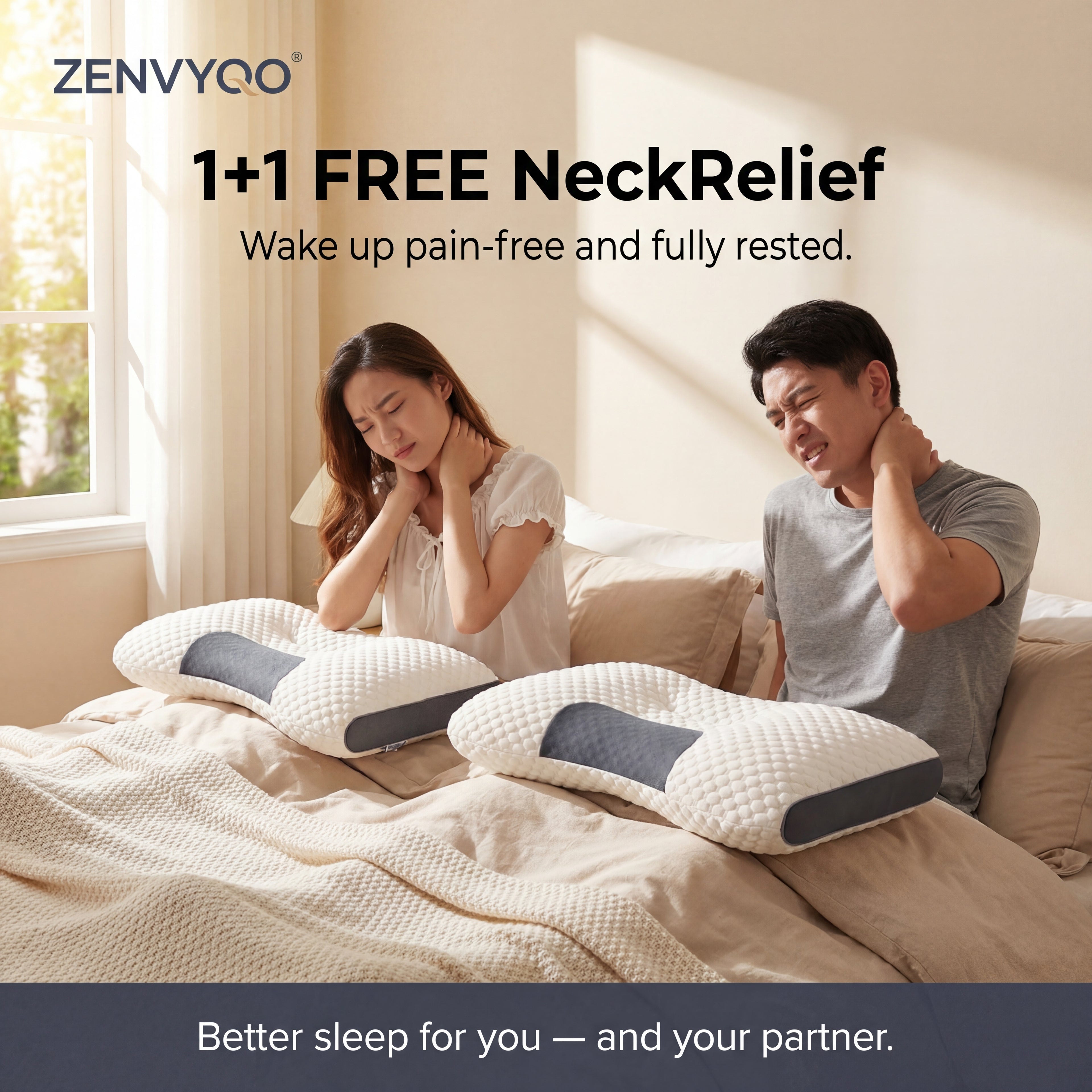 1+1 FREE NeckRelief | Wake up pain-free and fully rested.